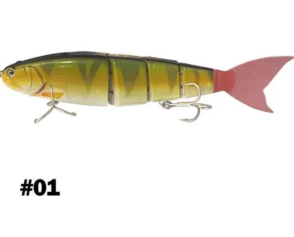 Long throw biomimetic multi section fish with four soft tails, 105g large size
