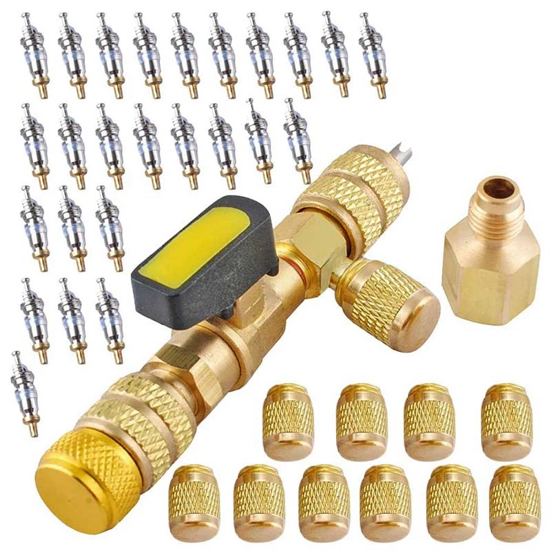 

Съемник сердечника клапана R410A с двумя портами SAE 1/4 и 5/16, сердечники клапана A, инструмент для установщика сердечника клапана