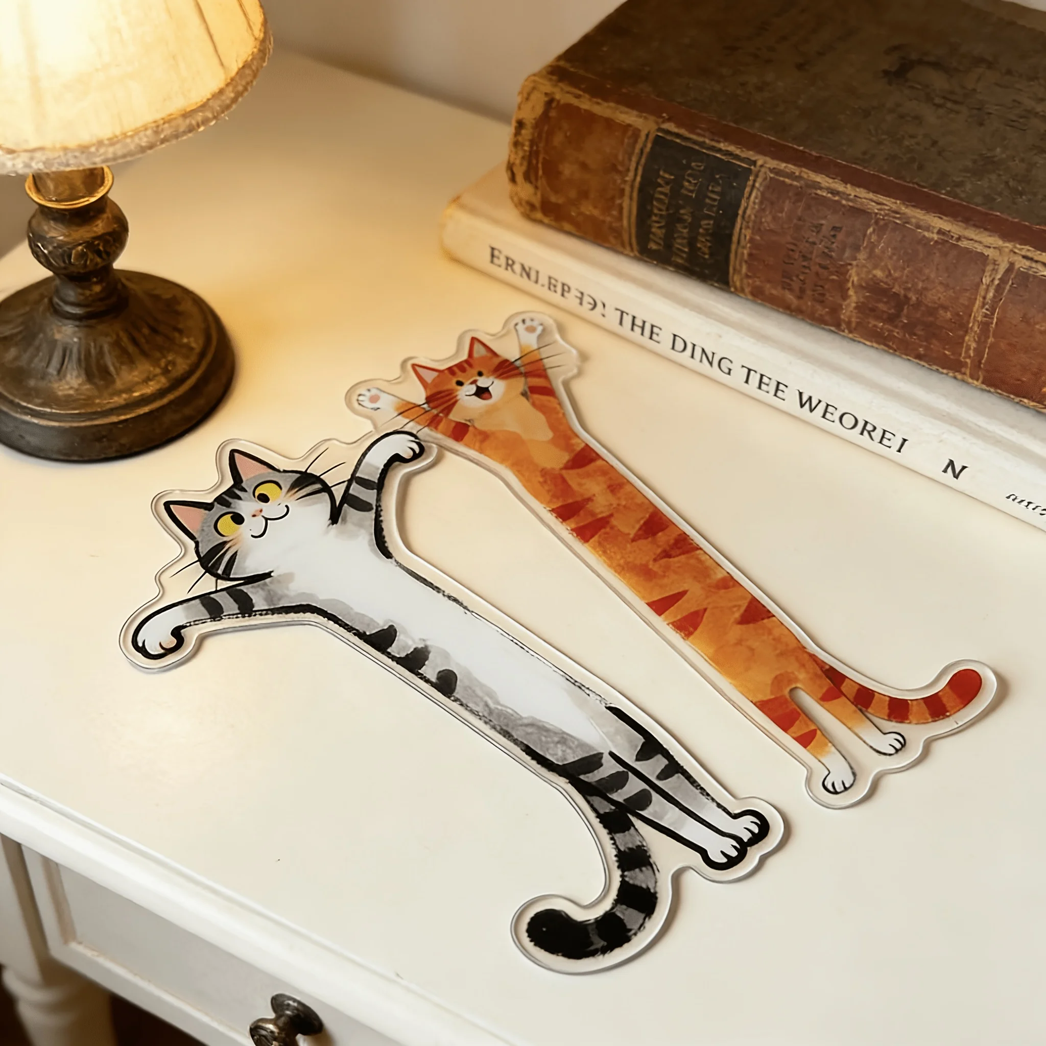 Katzenförmiges Lesezeichen mit Kätzchen-Muster - Hochtransparenter Acryl-Seitenmarker, Ideal für Buchliebhaber, Katzen-Themen Geschenk für Leser
