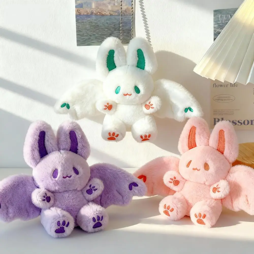 Jouet en peluche lapin chauve-souris volant, breloque de sac à dos violet rose blanc pour garçons et filles, bureau pour enfants, Adorable Animal en peluche Unique, cadeau
