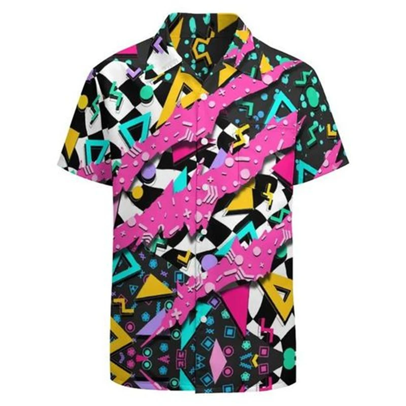 Camisas gráficas masculinas e femininas, camisa havaiana impressa em 3D, pop hip, manga curta, blusa de lapela, roupas infantis, moda verão