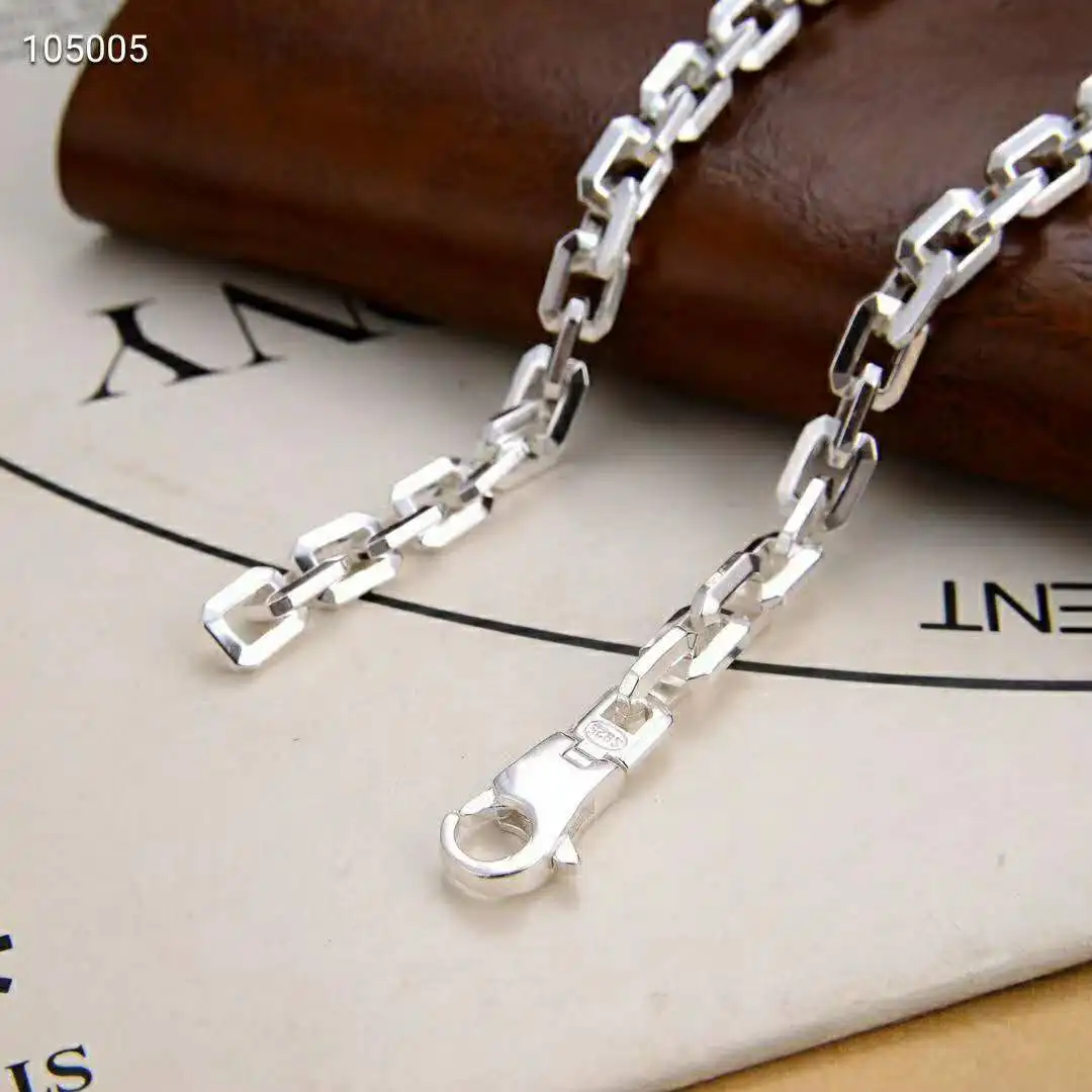 Sterling Silver Coarse Tai Jiao Chain Men's Dominant Personality Handsome Accessories Trendy Sunshine Simple Necklace Without Pe