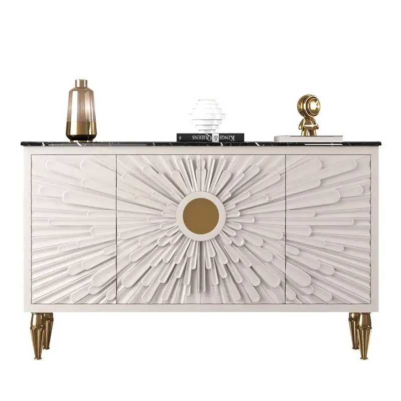 New light luxury door entrance cabinet, modern simple marble shoe cabinet, solid wood high-end living room cabinet