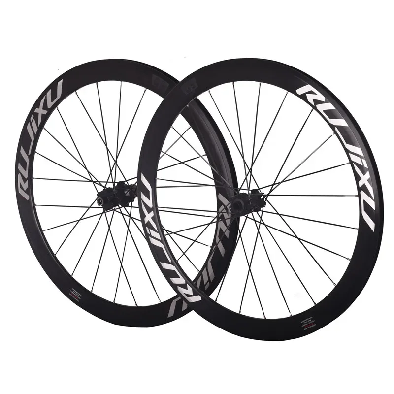 

RUJIXU New 700C 50mm Alloy Clincher 6-Pawl Center Lock Thru Axle Disc Brake Wheelset