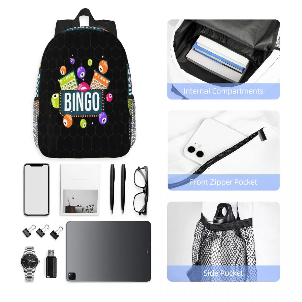Come For Bingo Game Backpack Hot Sale Daypack Large Capacity Boys Girls BookBag Shoulder Bags for Men Women School Bag