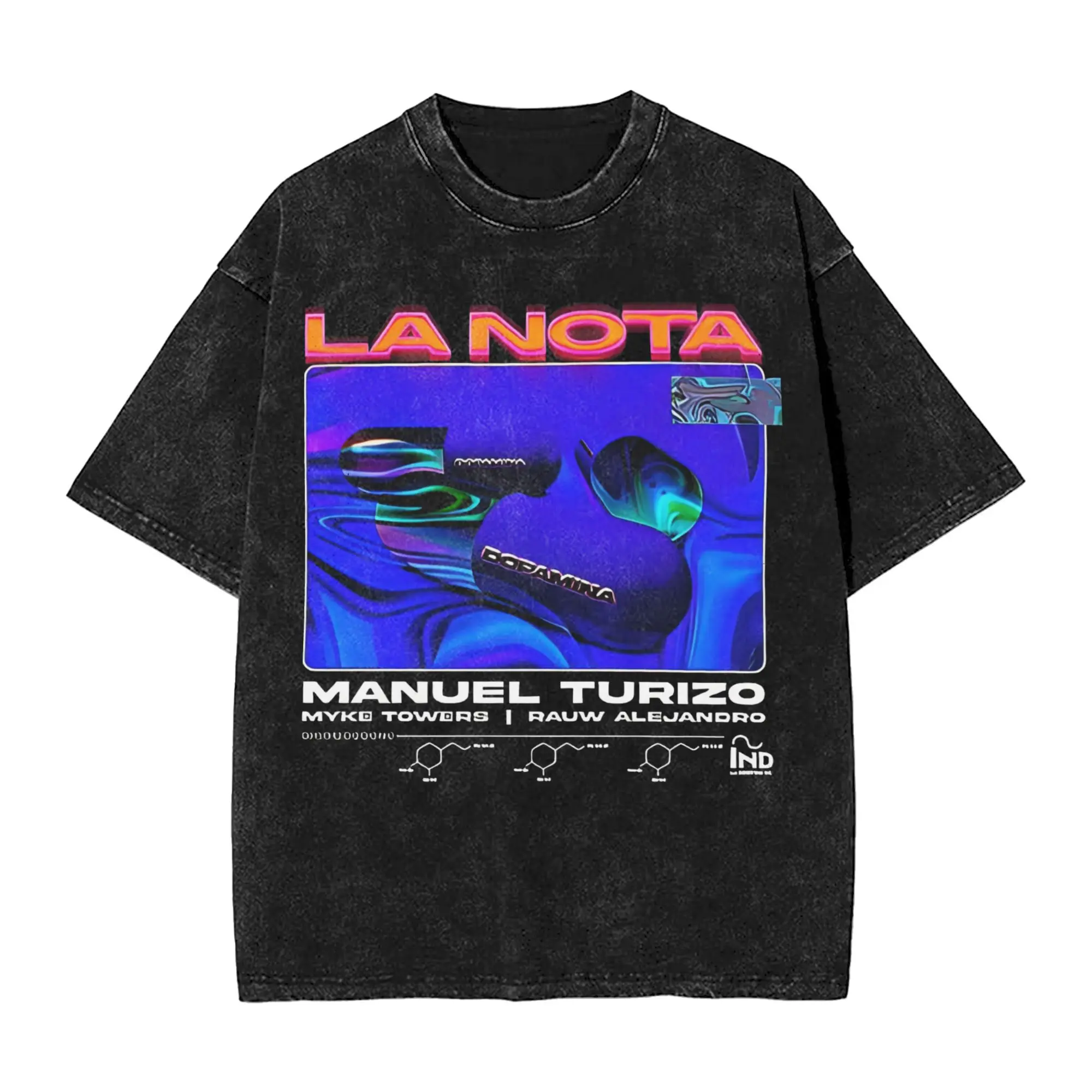 الشارع الشهير غسلها تي شيرت مانويل توريزو لا نوتا جولة 2025 القطن تي شيرت موضة تي شيرت للرجال الصيف Y2K ملابس كاجوال