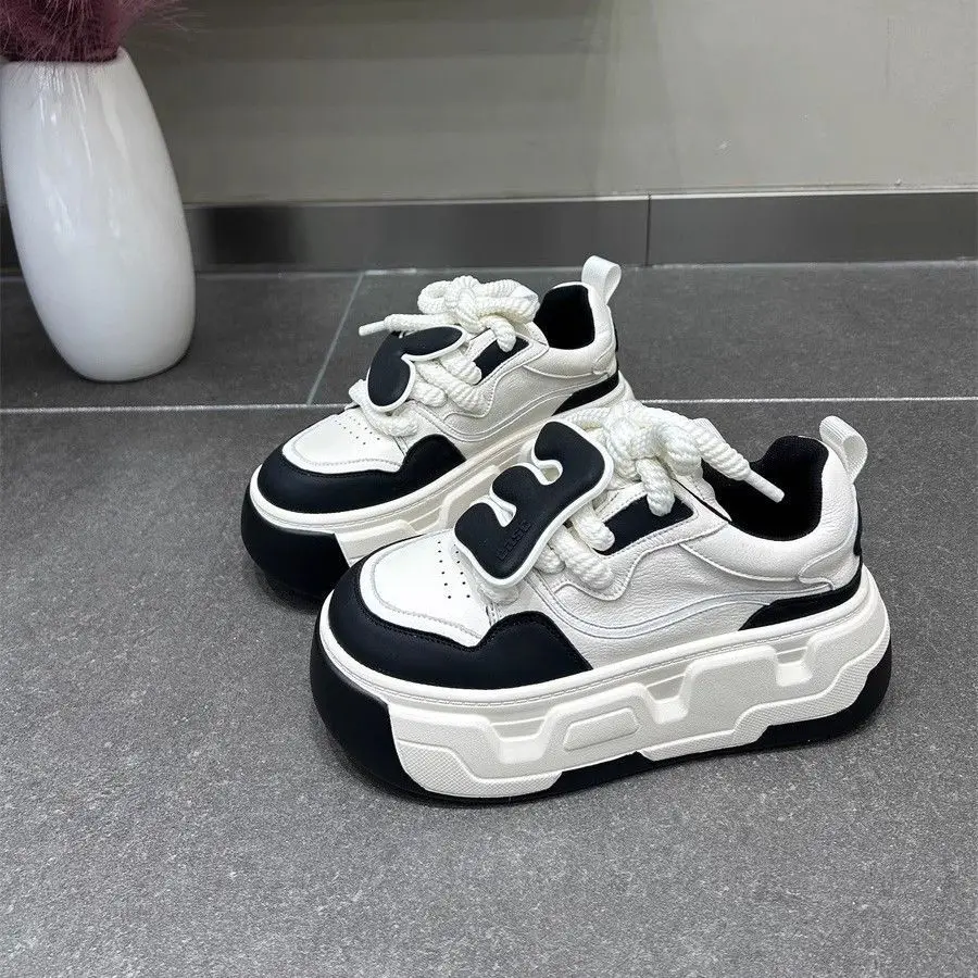 

Versatile 2025 Autumn New Women White Sneakers Platform Thick Sole Breathable Non Slip Sports Casual Puffy Style Shoes