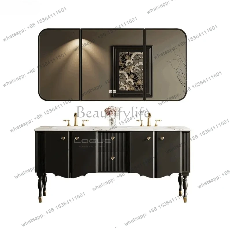 oak floor-to-ceiling  retro bathroom cabinet combination toilet washbasin cabinet