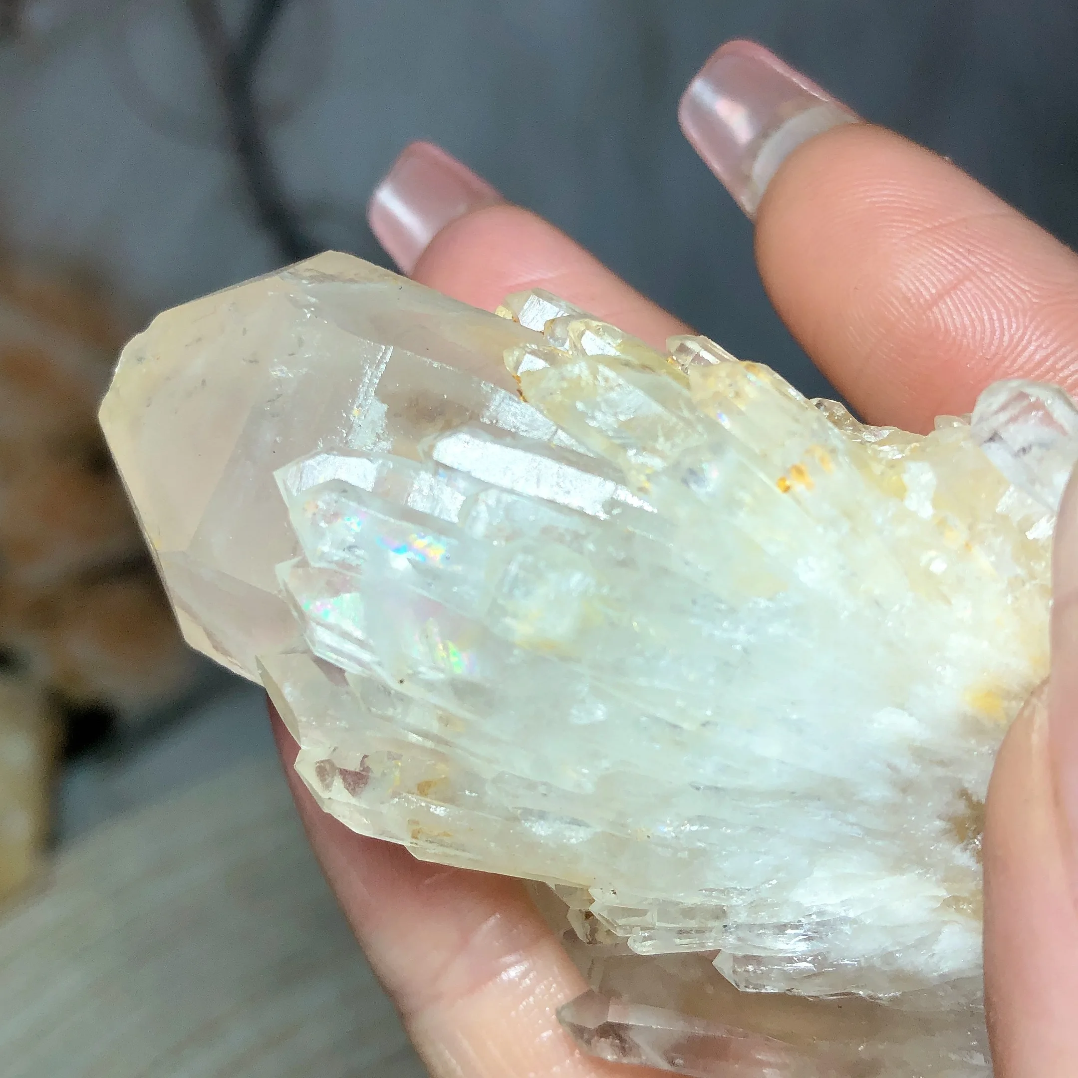 Natural Crystals Pineapple Clear Quartz Cluster Raw Stone Specimen Rainbow Reiki Healing High Quality Room Decor Mineral Energy