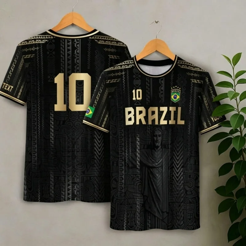 

2026 New Brazil Soccer Jersey Breathable Quick Dry Football Shirt Personalized Sportswear Fan Training Top FamilyMatching