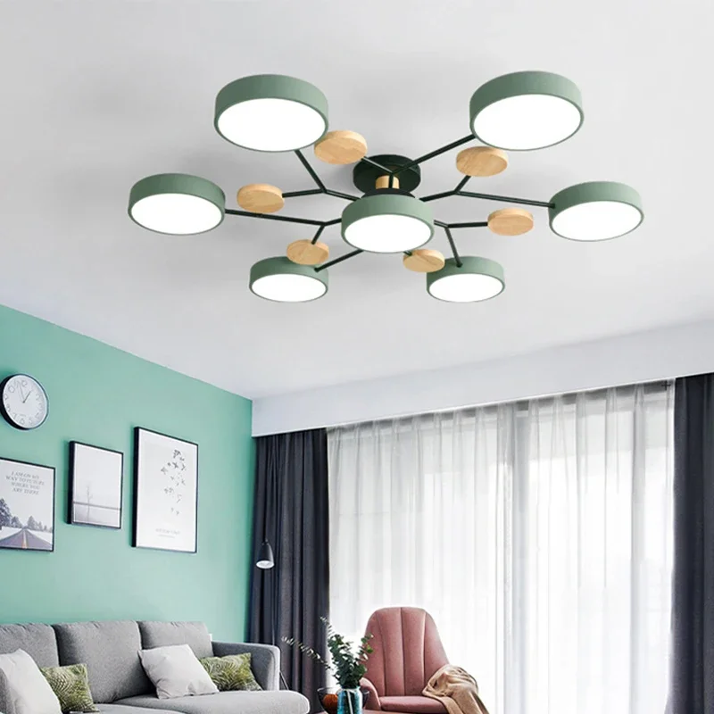 Modern LED Chandelier with 3 Different Colors Suitable for Living Room Bedroom Study Home Decoration Indoor Lighting AC90-260V