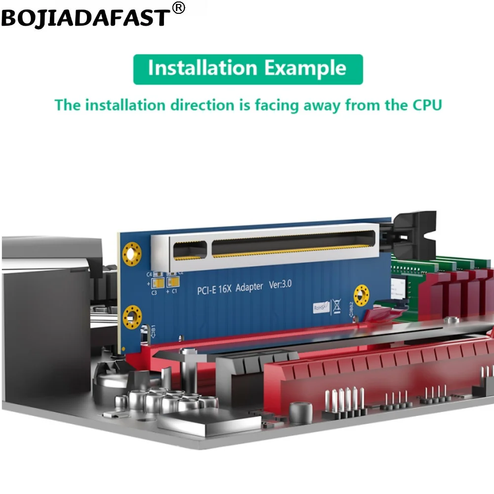 Cartão adaptador Riser para servidor, caixa do computador, 90 graus, PCI Express, 3.0, 16X, PCI-E, X16, 1U, 2U