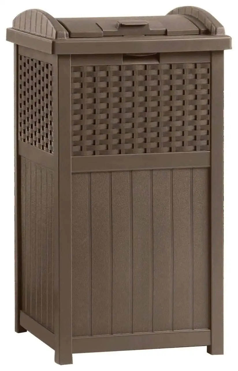 2 Pack 33 Gallon Commercial Outdoor Trashcan Hideaway with Lid for 30 to 33 Gallon Trash Bags for Garage, Backyard