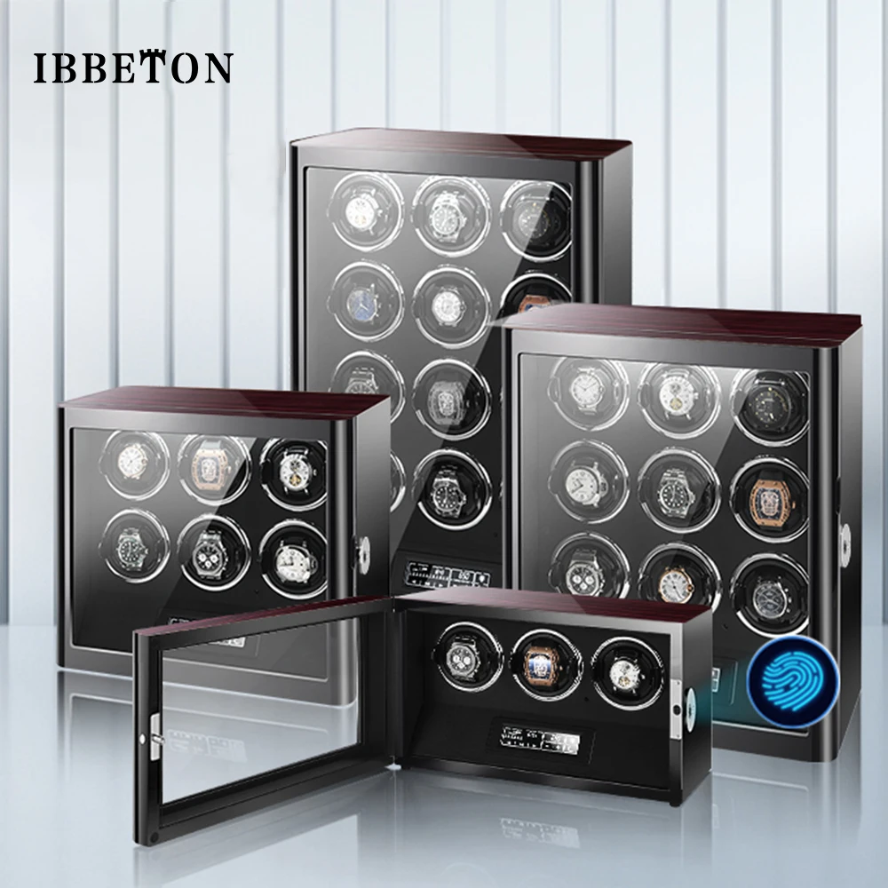 

Новая модель 2025 года, коробка для часов с замком по отпечатку пальца, намотка часов, домашнее автоматическое устройство смены часов, высококачественный ящик для хранения часов