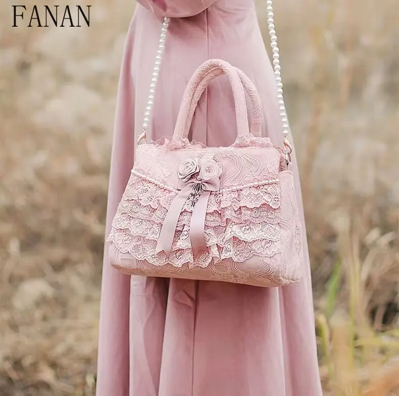 Fashion Original Retro Lolita Bag Lace Elegant Vintage Casual Handbag Court Princess Top-Handle Bags for Women Women's Handbags