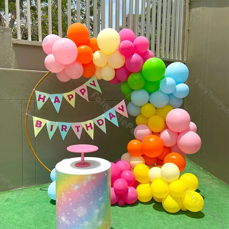 95pcs Rainbow Party Balloon Garland Kit Apple Green Orange Hot Pink Blue Balloon Arch for Wedding Baby Shower Decor Backdrop