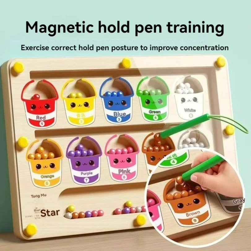Labirinto magnetico per bambini Palla da passeggio Addestramento alla concentrazione del bambino, Scrittura del pensiero logico Puzzle per l'educazione precoce di 3 anni