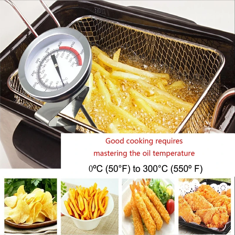 Oil Thermometer Deep Fry with Clip Candy Thermometer Long Fry Thermometer for Turkey Fryer Tall pots Beef Lamb