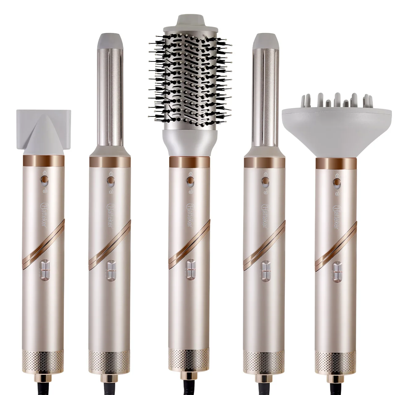 Sèche-cheveux pliable Hatteker pour femmes, brosse à air chaud multifonction, lisseur et boucleur, sèche-cheveux léger pour les voyages