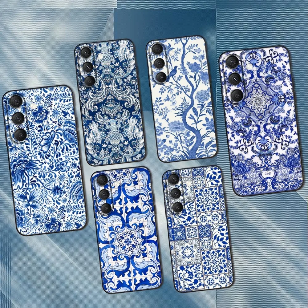 

Blue and White Porcelain Phone Case For Samsung S25,S24,S23,S22,S21,S20,S10,Ultra,Plus,Lite,FE,Soft Silicone Black Cover