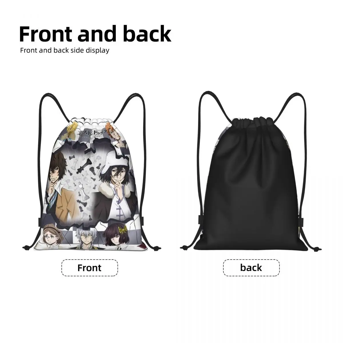 Bungou Stray Dogs Anime Zaino con coulisse Palestra Sport Sackpack Borsa a corda giapponese Dazai Osamu per l'allenamento