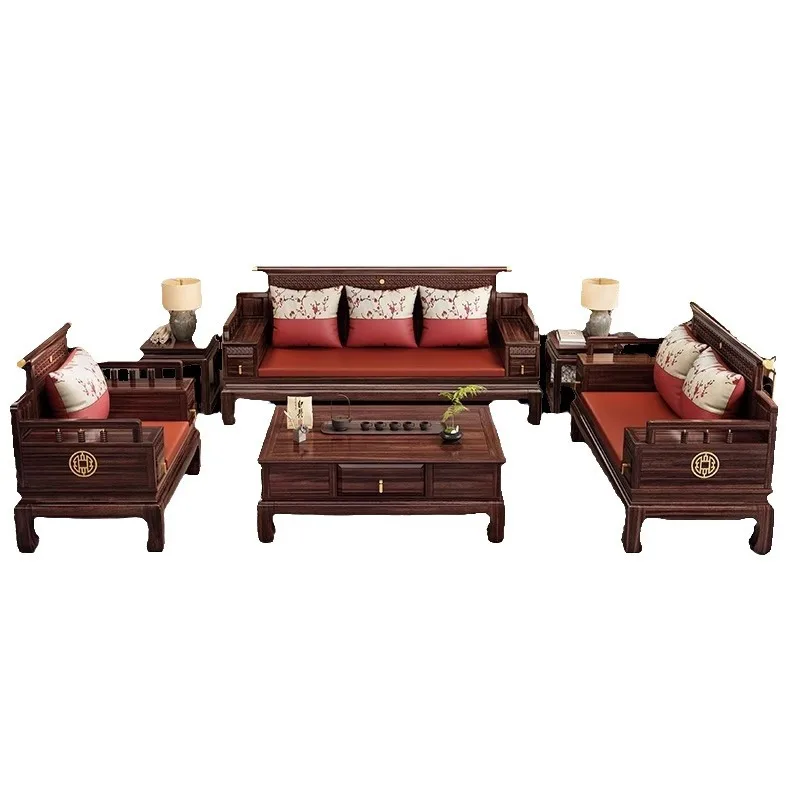 New Chinese Ebony Solid Wood Sofa Living Room Modern Household Sofa Winter and Summer Dual-purpose Apartment Sofa Wholesale