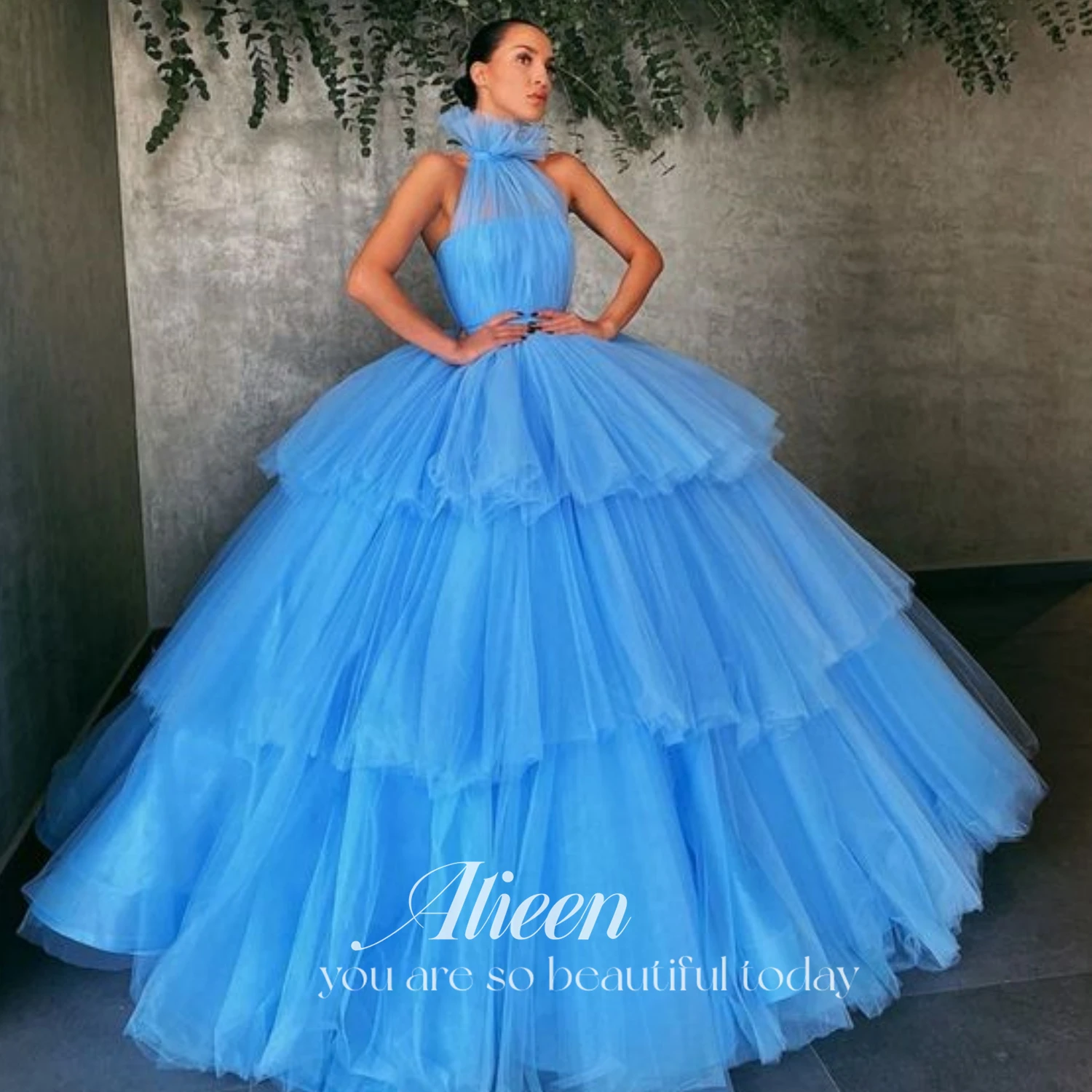 

Aileen Elegant Gowns Fluffy Luxury Evening Dress 2023 Elegant and Pretty Women's Dresses for Prom Blue Coming of Age Dress Party