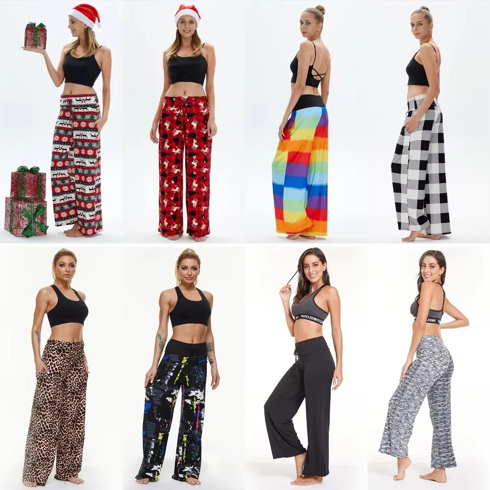 

Women's Printed Sleep Pants with Drawstring Waist, High-Waisted Wide Leg Lounge Pants in Soft Fabric for Ultimate Comfort