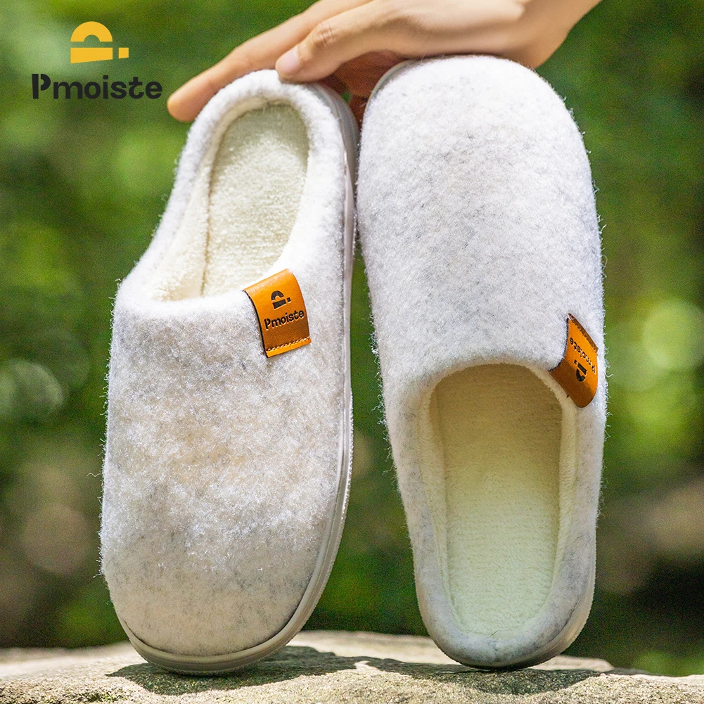 

Man Slippers Home Warm Garden Felt Living Room Slipper Male Comfortable House Soft Sole Luxury Men Indoor Shoes Bedroom Winter