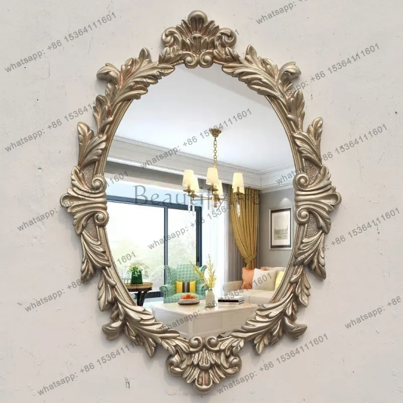 European retro oval decorative mirror porch decorative mirror