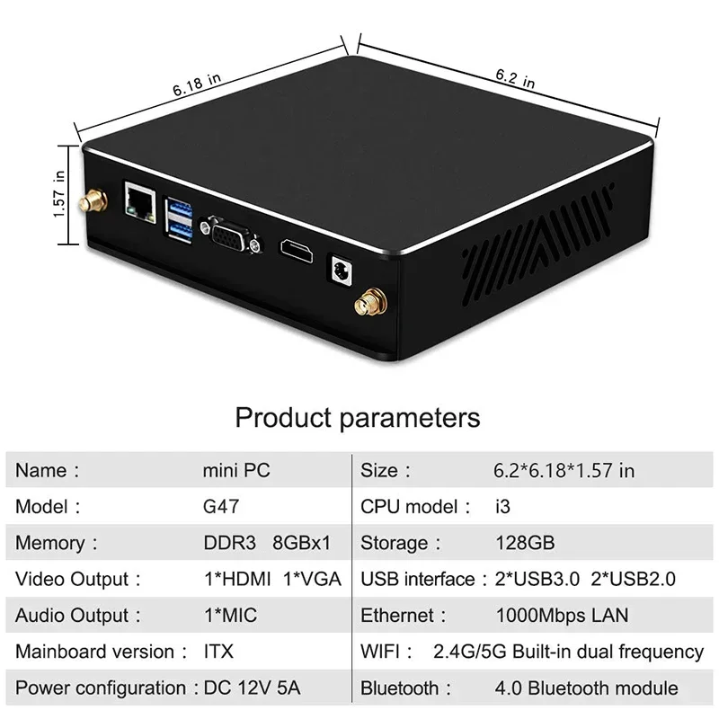 Heißer Verkauf, heißer SalMini-PC, Intel Core I3-Prozessor, 3,3 GHz, Konfiguration der Desktop-Maschine, Windows 11-Pro-Desktop-Computer, HDMI/VG