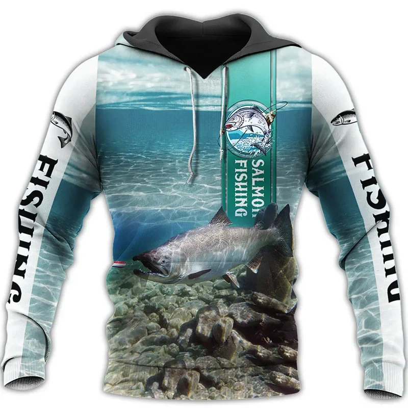 

Liumaohua New Harajuku Hoodie 3D Printing Salmon King Fishing Hoodie Zipper Hoodie Fashion Unisex Casual Street Sweatshirt