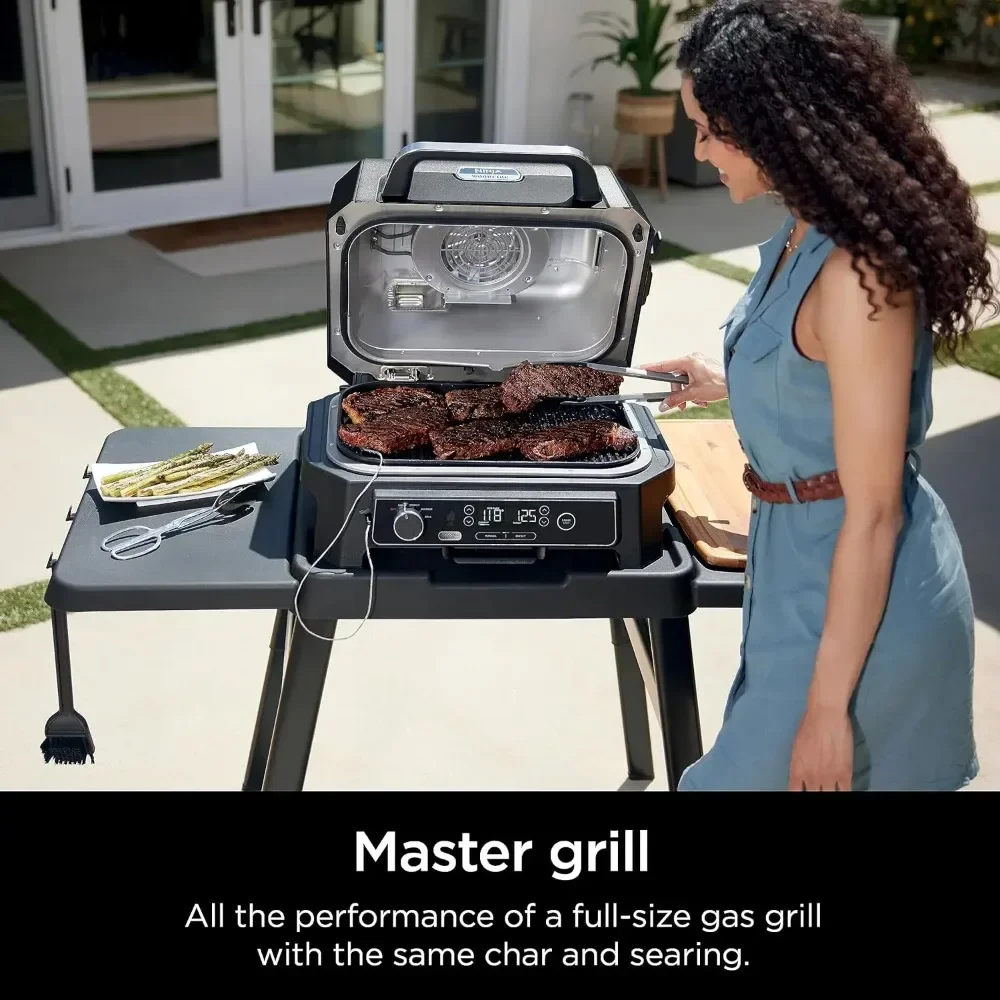 Grill i wędzarnia Ninja OG850 Woodfire Pro XL z wbudowanym termometrem, grillem głównym 4 w 1, wędzarnia do grillowania