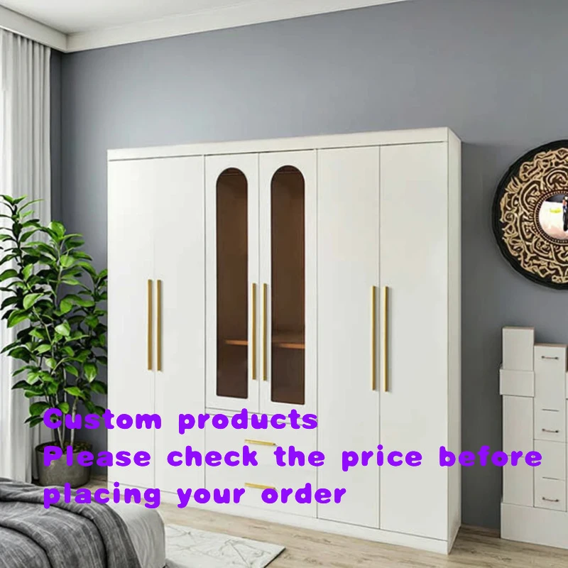 custom.Heavy Duty 6-Door Swing Steel Wardrobe Brown Glass Metal Iron Closet Bedroom Laundry Dining Workshop Hall Hospital Furnit