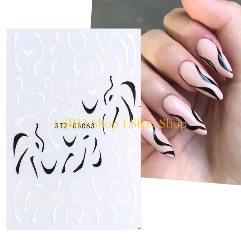 L8RD 프렌치 팁 네일 스티커 반짝이 반짝이는 은색 실버 화이트 그린 블랙 프랑스 손톱