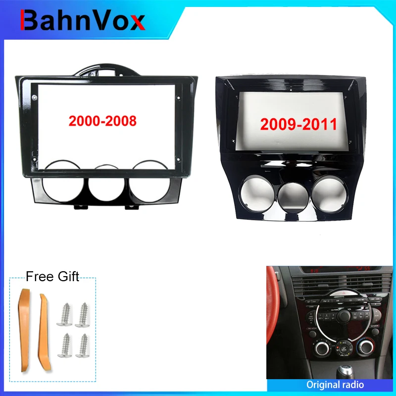 9 inch Android Car Radio frame for 2000-2008 Mazda RX8 2003-2011 2din Stereo GPS Fascia bezel Panel Adapter wire harness