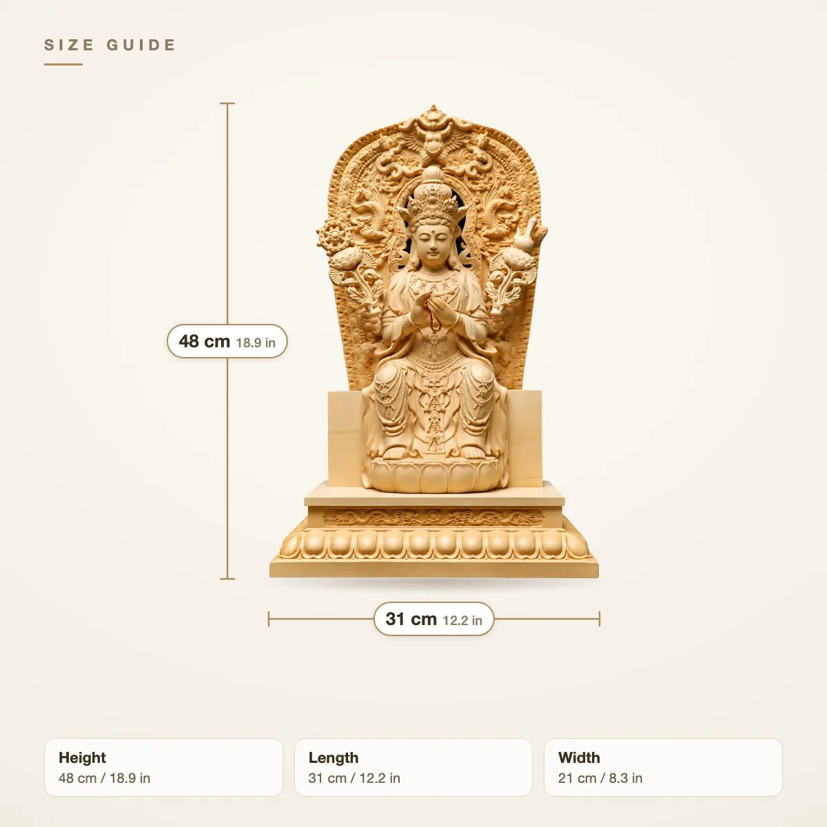 Finely Carved Wood Crowned Maitreya Bodhisattva Statue Chinese Buddhist Traditional Home Altar Living Room Tabletop Decor Gift