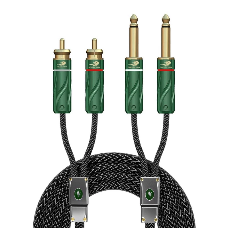 Classical Style Audio Cable Dual 6.35mm 1/4 Inch TS Jack to Dual RCA for Mixing Console Sound Box OFC Cable 1M 1.5M 3M 5M 10M