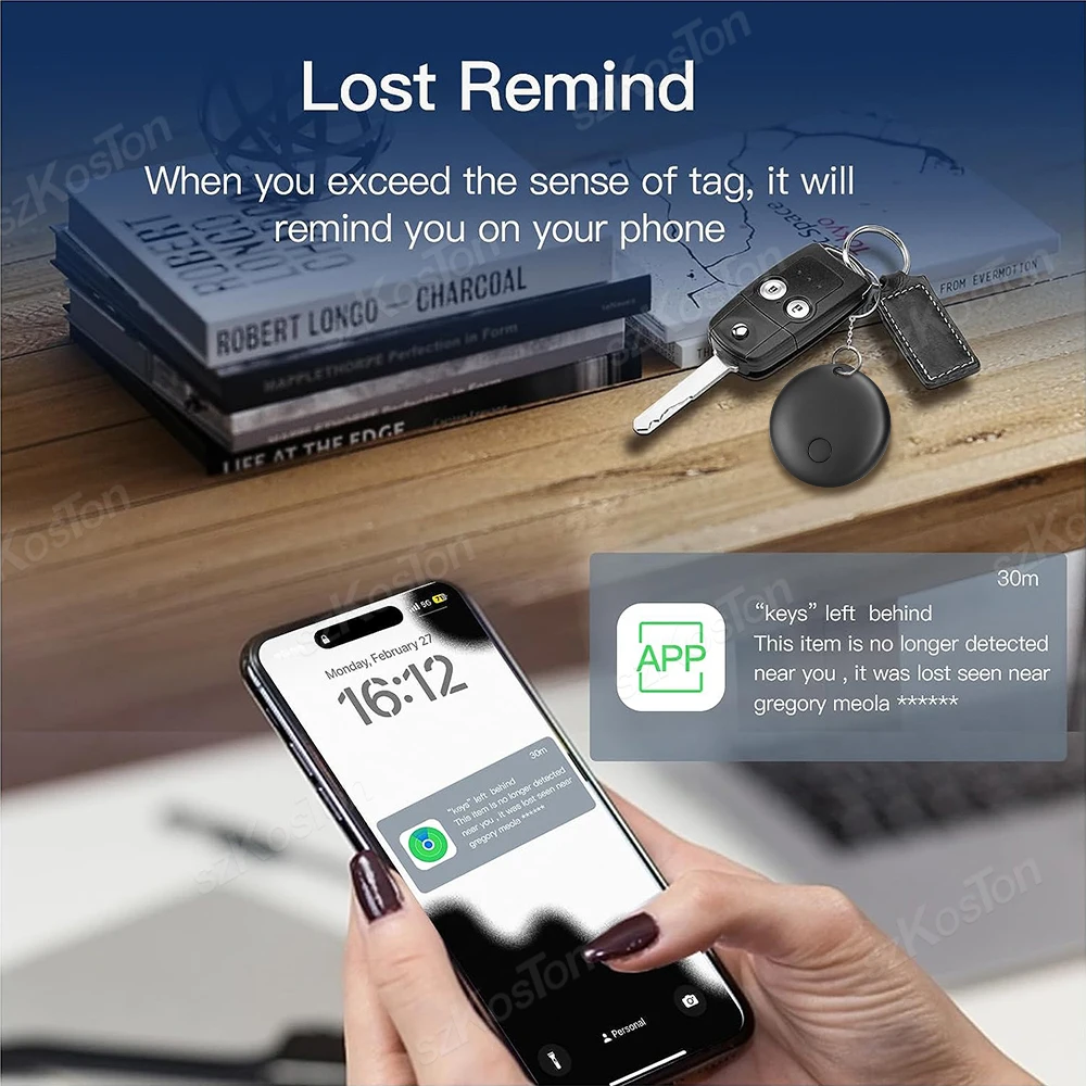 Smart Bluetooth Mini GPS Tracker With Hanging Rope Works with Find My APP Anti Lose Reminder Device for Iphone Tag Locator