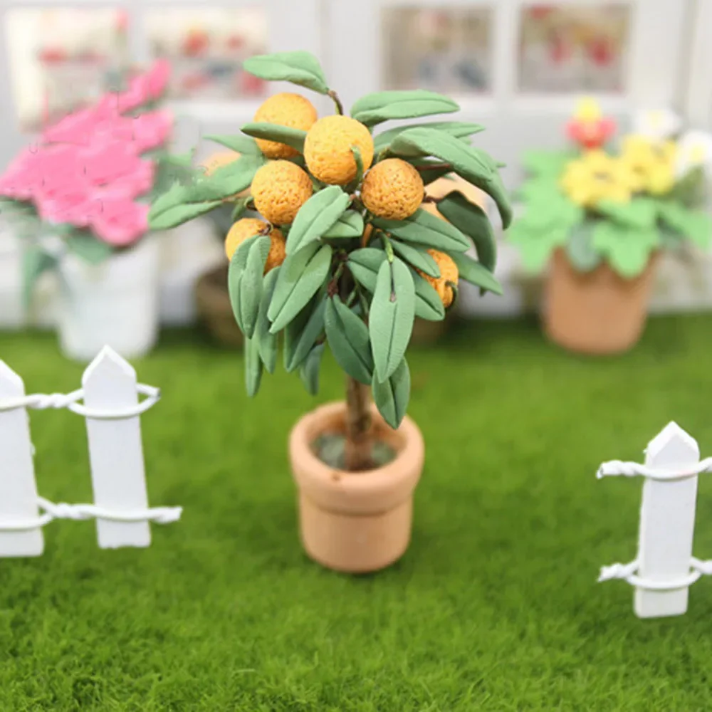 1/12 ドールハウスミニチュア鉢植えみかんミニオレンジの花模型玩具ドールハウスアクセサリー装飾 ob11 bjd