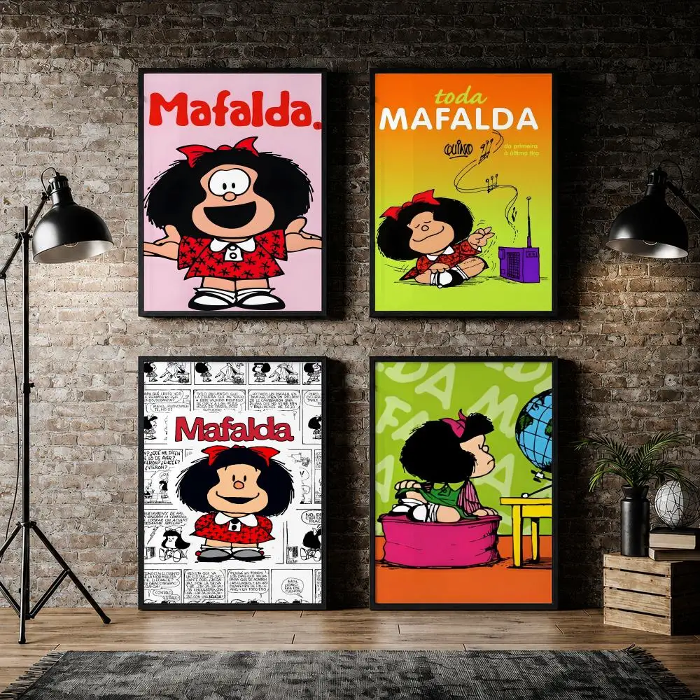 Mafalda Cartoon Cute Kawaii Poster Pvc HD Peel and Stick Modern poster Home Office Living Room Dining Room Wall Decor