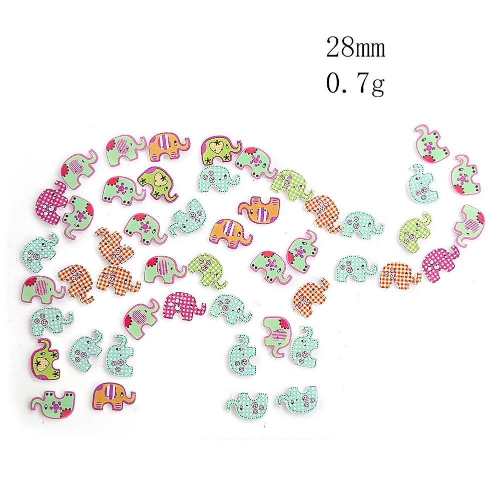 20pcs Randomly Matching Wooden Buttons Cute Little Elephant Colorful Shape Clothing Hat Decoration Sewing Crafts