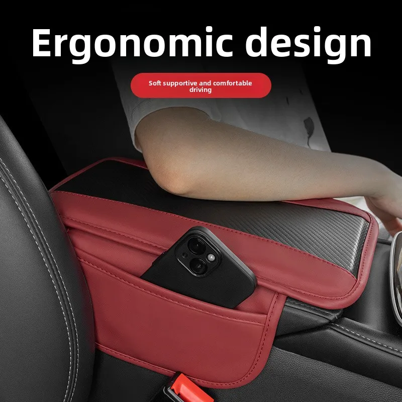 

Car Armrest Cushion Leather Elbow Comfort Booster Pad Water-resistant Armrest Box Height Pad Cushion With Side Pocket Central