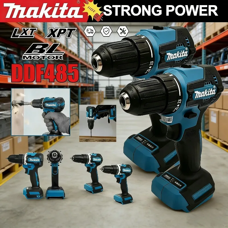 

Аккумуляторная дрель-шуруповерт Makita DDF485 LXT, компактная, многофункциональная, с бесщеточным двигателем, 18В