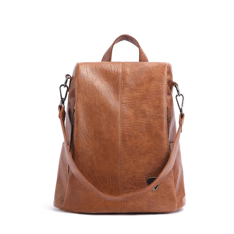 Vintage vegetable tanned leather bag women' backpack multifunctional Leather Backpack outdoor shopping leisure fashion schoolbag