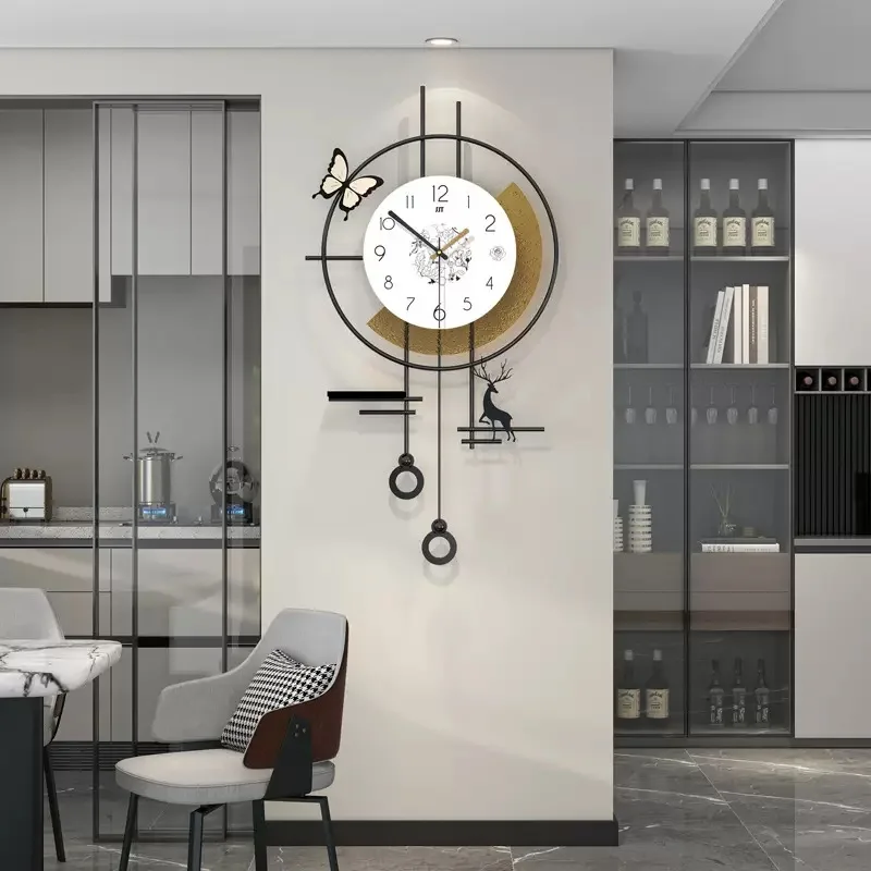 

Creative Wall Clock Living Room Dining Room High-end Home Decoration Clock Without Punching Silent Clock Hanging On the wall