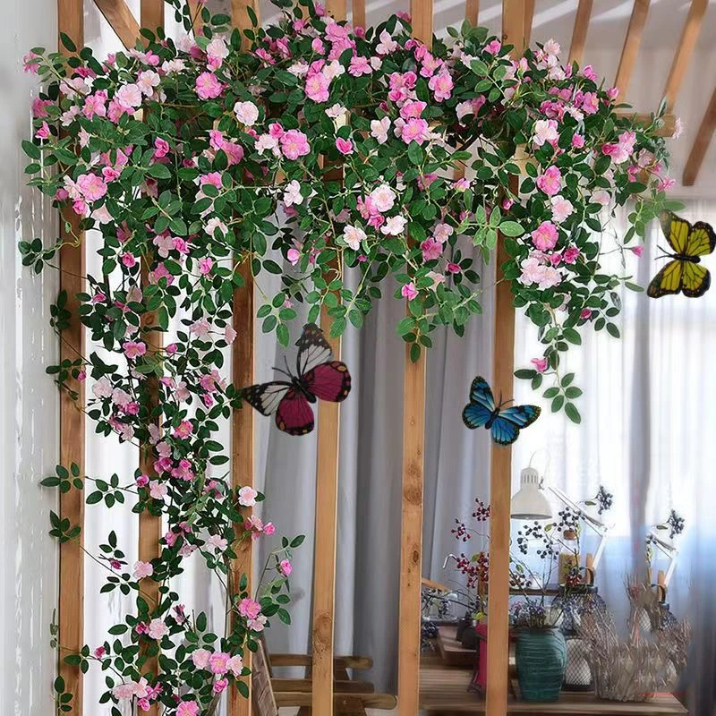 

1.8M Simulated Rose Vine Artificial Flower Rose Vine Air Conditioning Pillar Decoration Artificial Flower DIY Home Decoration