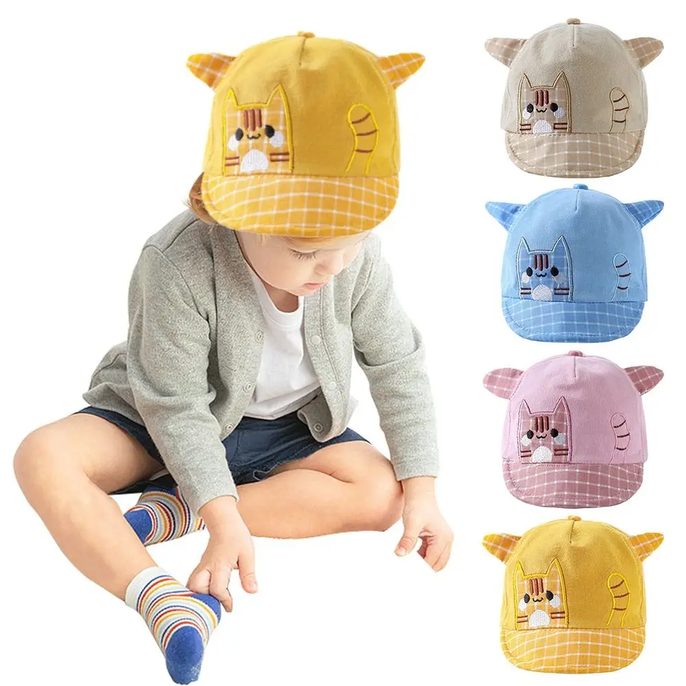 Kids Fashion Accessories Cartoon Cat Pattern Baby Baseball Cap Cotton 6-36 Month Boys Grils Hats Soft Children Peaked Caps