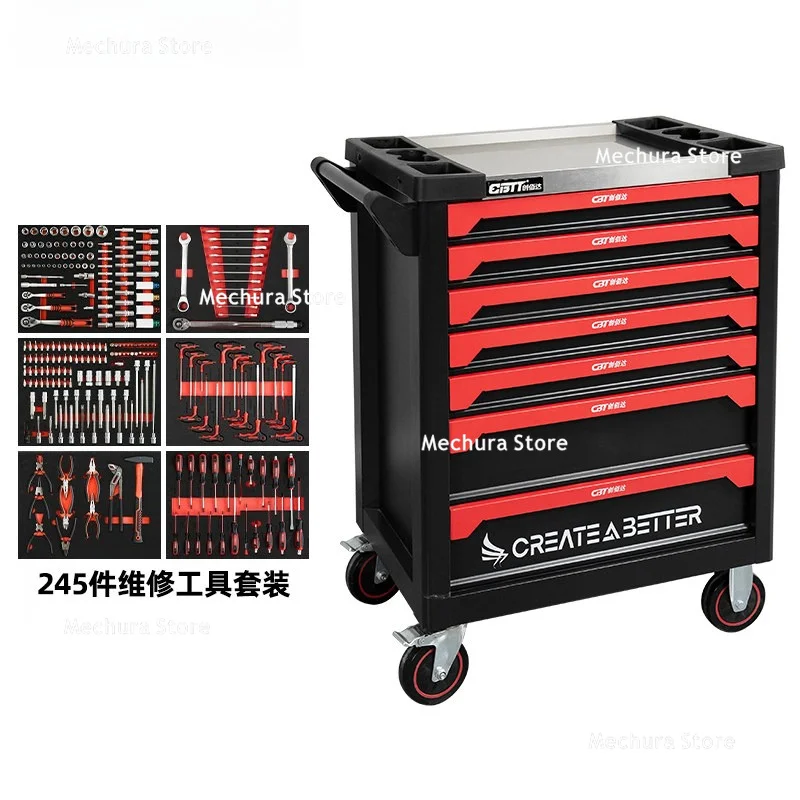 Multi-Function Mobile Utility Cart Heavy Duty Hardware Repair Workshop Storage Cabinet Drawers Mechanic Rolling Tool Trolley JT