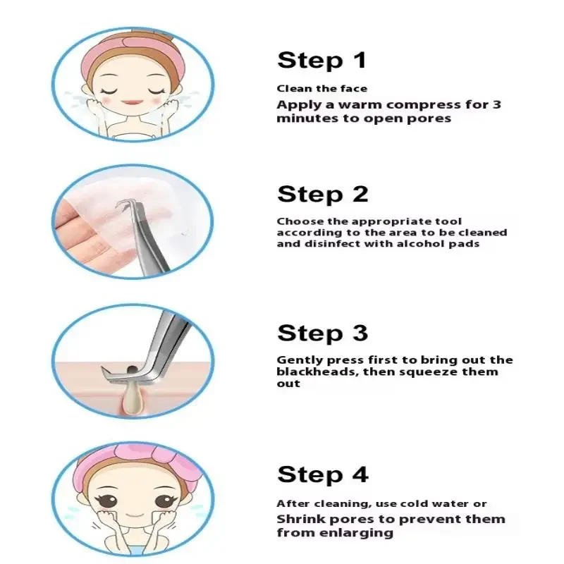 Pince à épiler pour points noirs d'acné, Clip à crochet en forme de 7, beauté du visage, outils pour enlever l'acné, pour les soins de la peau